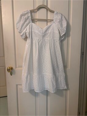 NWT H&M White Puff-Sleeve Babydoll Dress